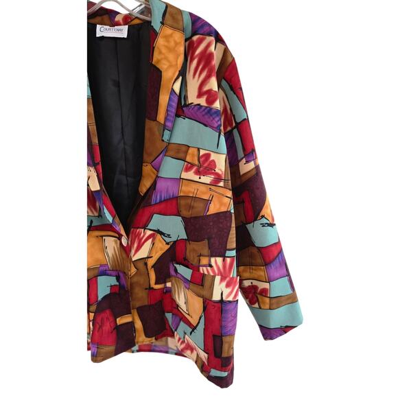 Vintage 80s Courtenay Abstract Art Oversized Jacket Psychedelic Blazer - Picture 4 of 7